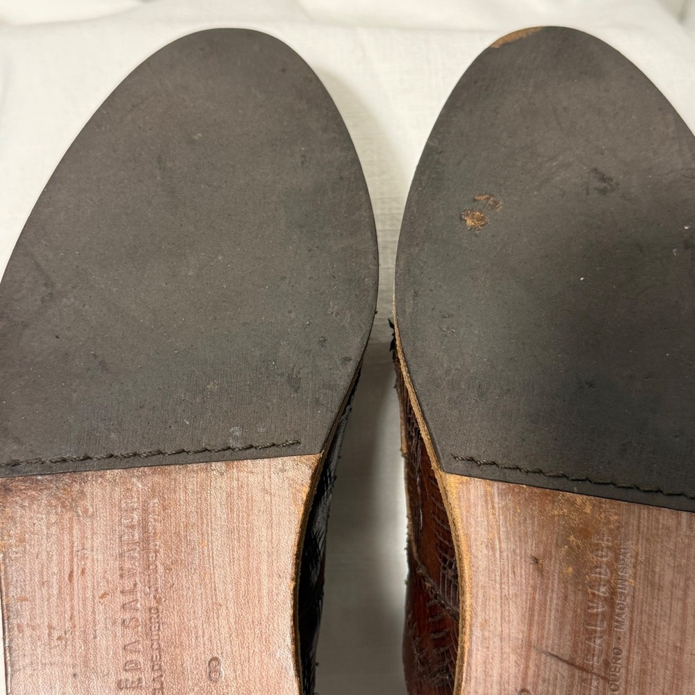 Freda Salvador Brown Leather Oxford Shoes Textured Pointed Toe Womens Size 8 - Picture 4 of 16